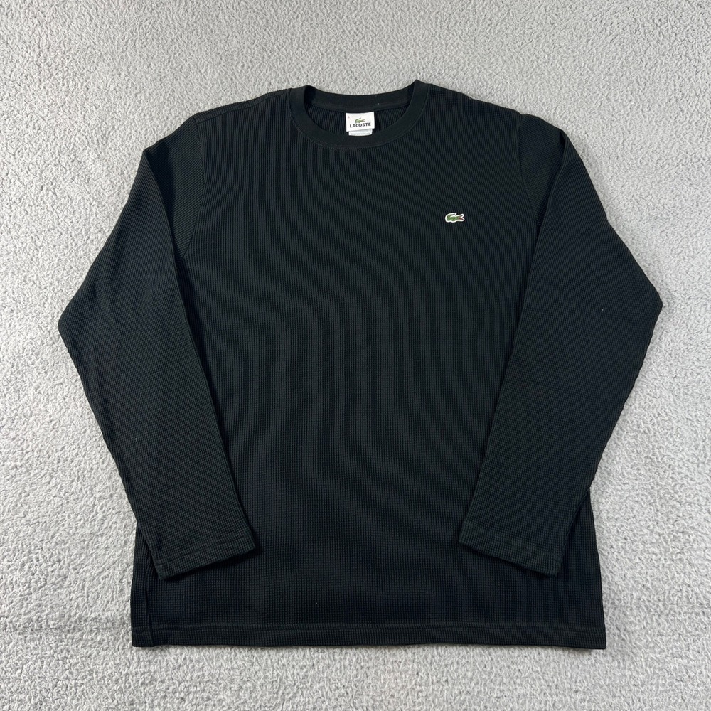 Lacoste Thermal Shirt Men's US L (EU/M) Black Waffle Knit Long Sleeve Logo